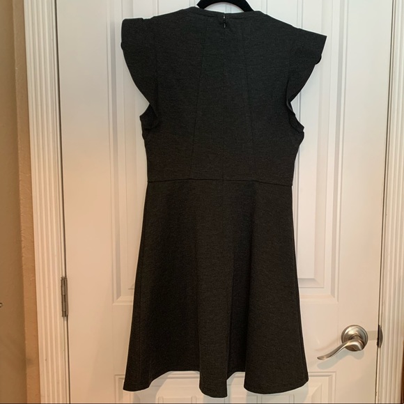 NWT- BCBGeneration Heather Charcoal Ponte Flutter-Sleeve Dress. Size 6 - Picture 6 of 9